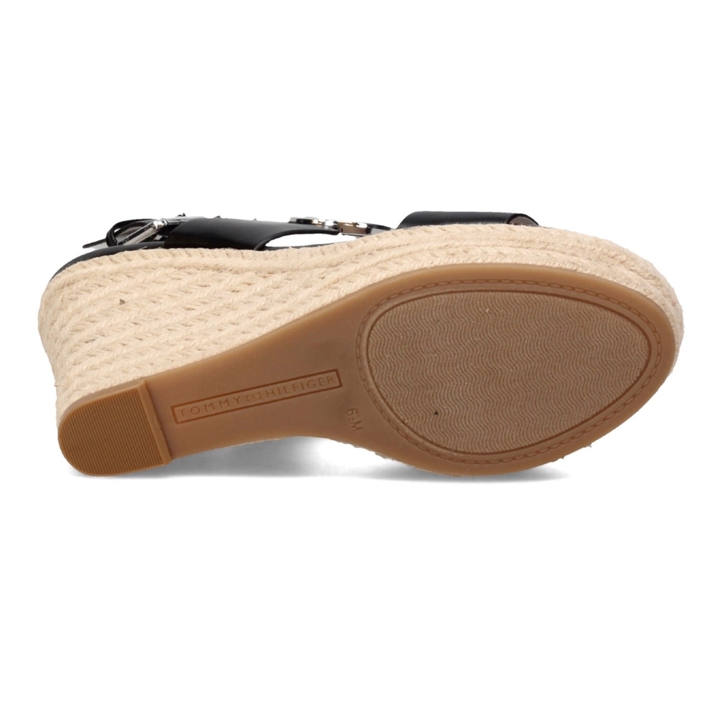 TOMMY HILFIGER Kahdy Black Espadrille Platform Sandals - Picture 10 of 13